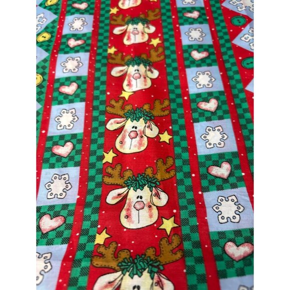 Whimsical Christmas Reindeer Hearts Cotton Fabric 1/2 yard x 58" Craft Quilting - Picture 4 of 9